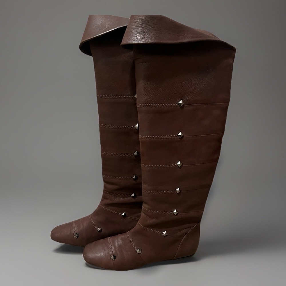 Botkier Leather Pull Up Knee Boots 38 / 7.5 Brown Leather‎